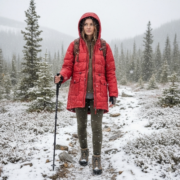 Eddie Bauer EB550 Red Puffer Gorecore jacket - Picture 2 of 16